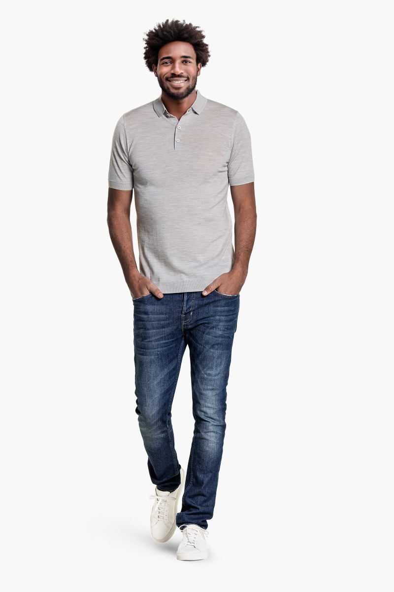 Riva Buttons Short Sleeve Limestone Grey