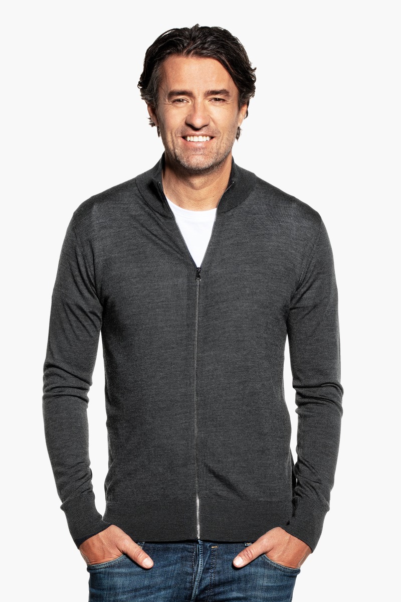 Joe Riva Cardigan Zip Antracite Grey
