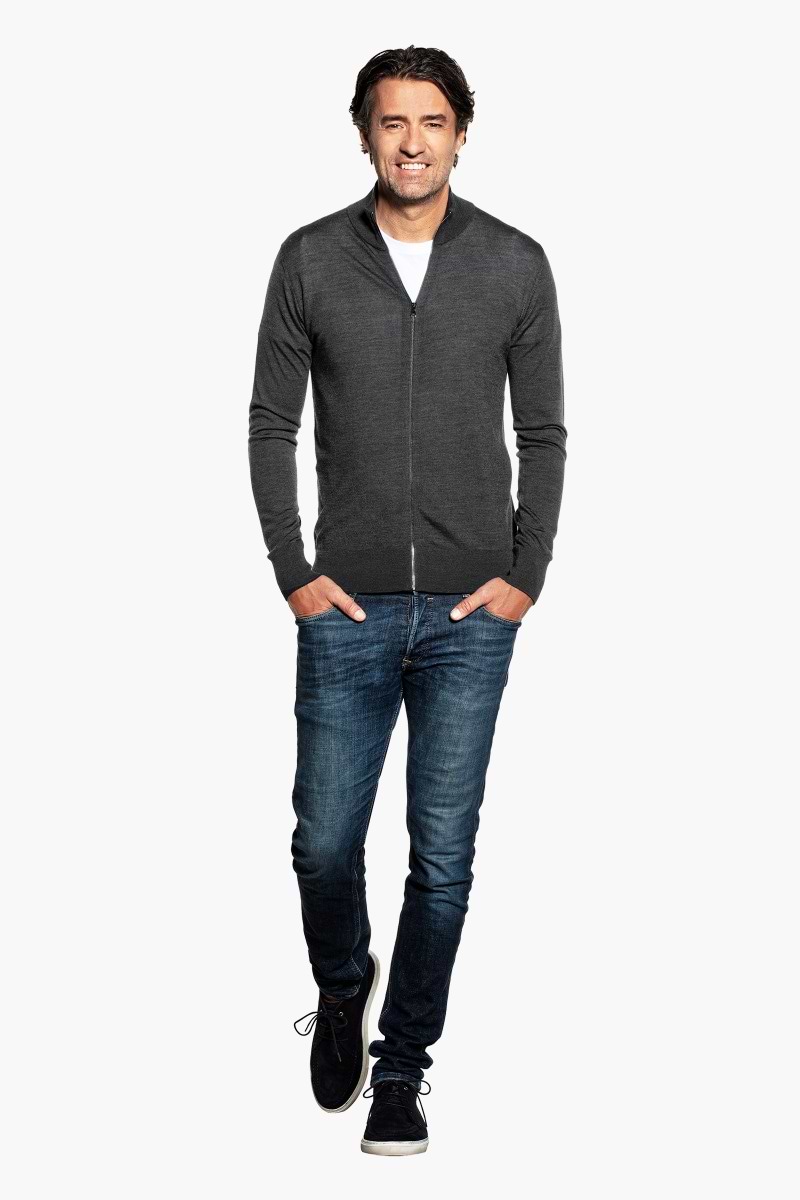 Joe Riva Cardigan Zip Antracite Grey