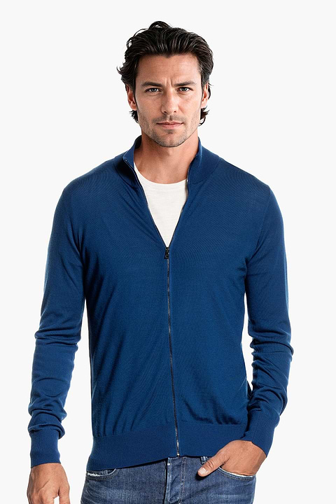 Riva Cardigan Zip Bright Navy - Base Image