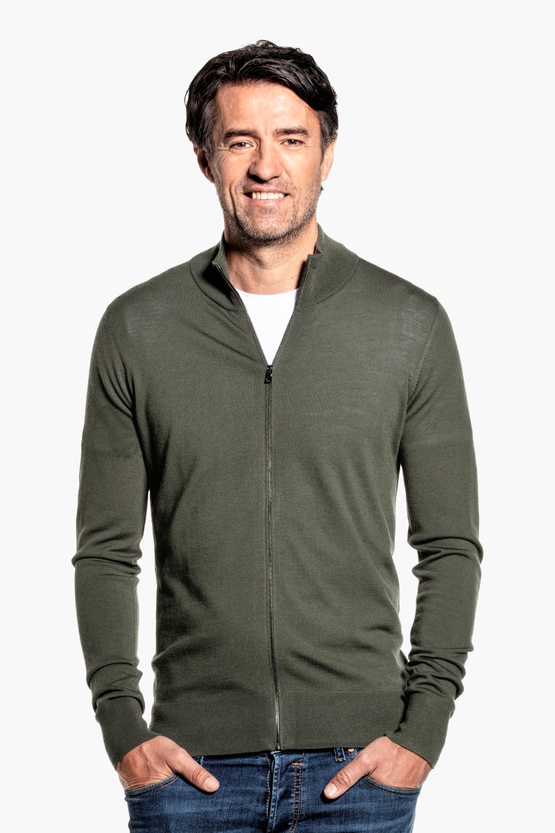 Joe Riva Cardigan Zip Classy Moss