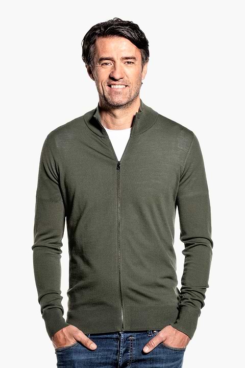 Joe Riva Cardigan Zip Classy Moss - Base Image