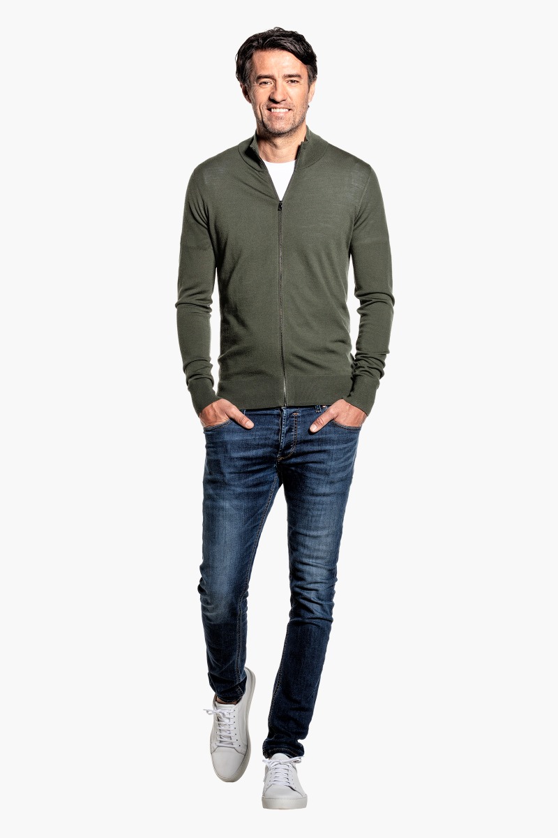 Joe Riva Cardigan Zip Classy Moss