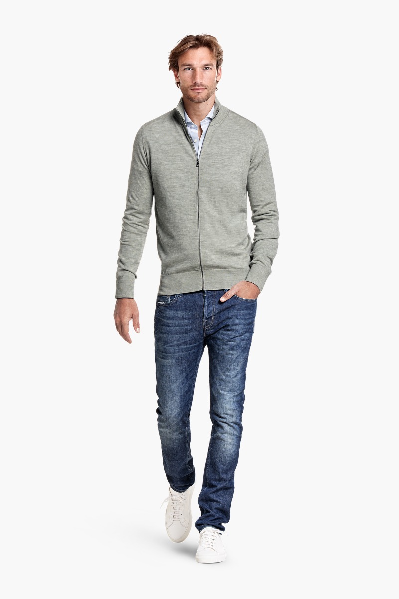 Riva Cardigan Zip Hazy Green