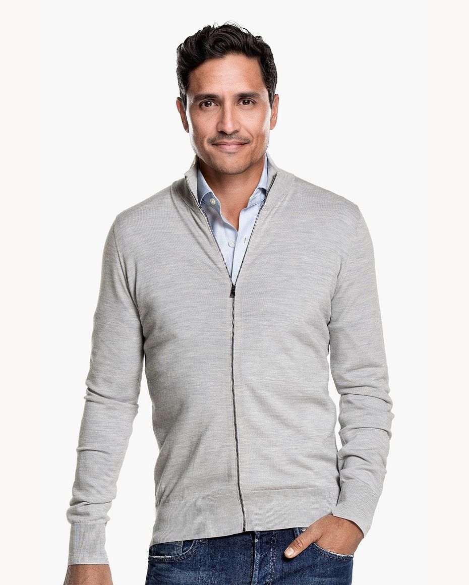 Riva Cardigan Zip Limestone Grey