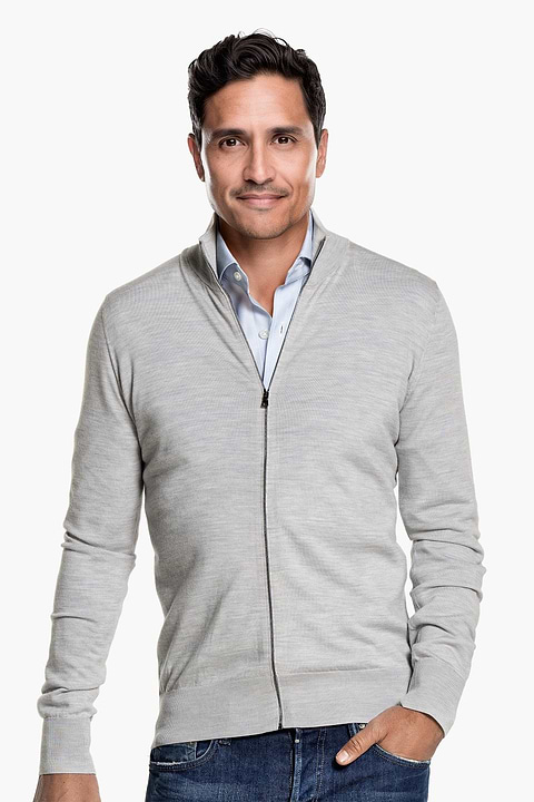 Riva Cardigan Zip Limestone Grey - Base Image