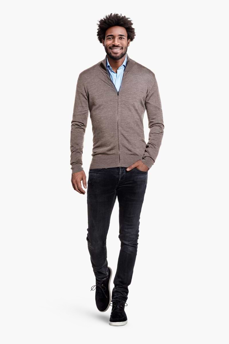 Joe Riva Cardigan Zip Muddy Clay