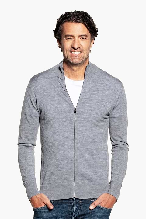 Joe Riva Cardigan Zip Silver Grey - Base Image