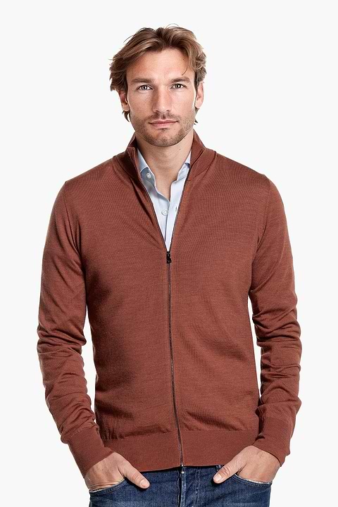 Riva Cardigan Zip Terracotta - Base Image