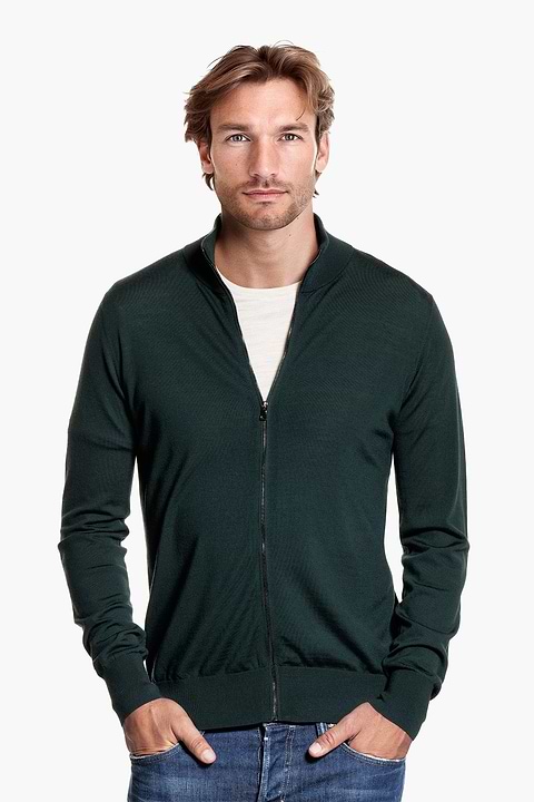Riva Cardigan Zip Very Dark Green - Base Image