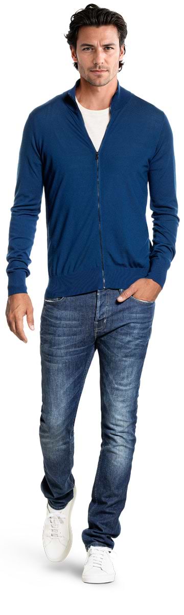 Riva Cardigan Zip Bright Navy