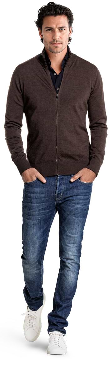 Joe Riva Cardigan Zip Pure Chocolate