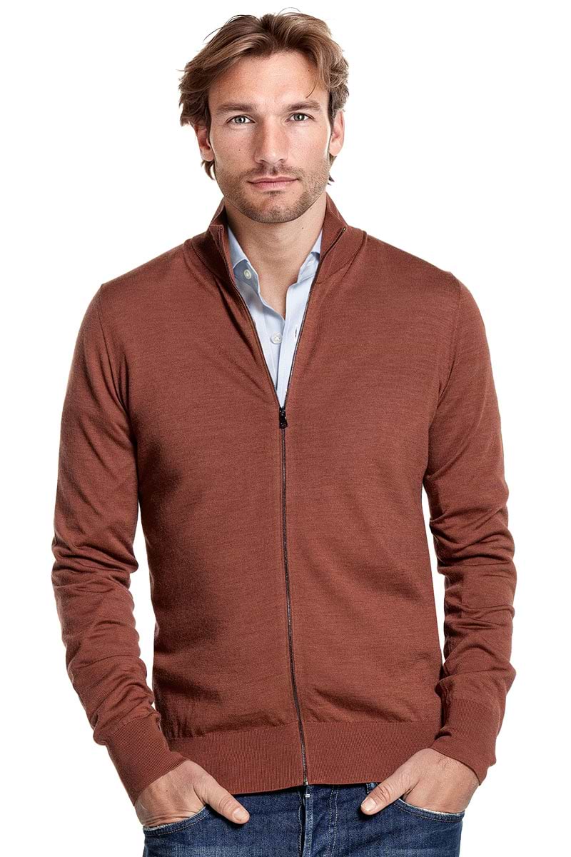 Riva Cardigan Zip Terracotta