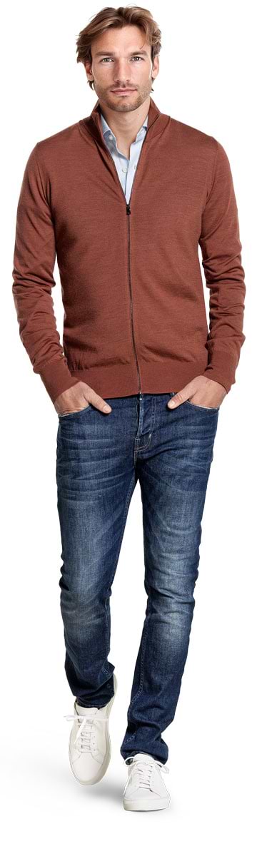 Riva Cardigan Zip Terracotta