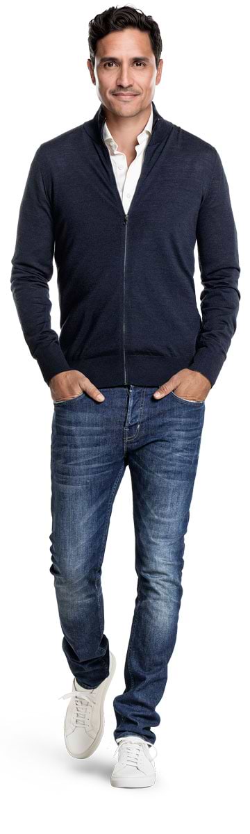 Joe Riva Cardigan Zip True Navy