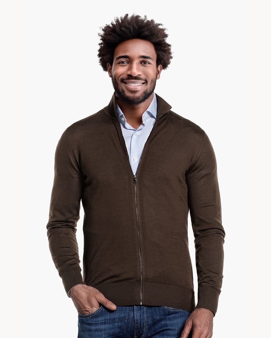 Riva Cardigan Zip Very Dark Brown