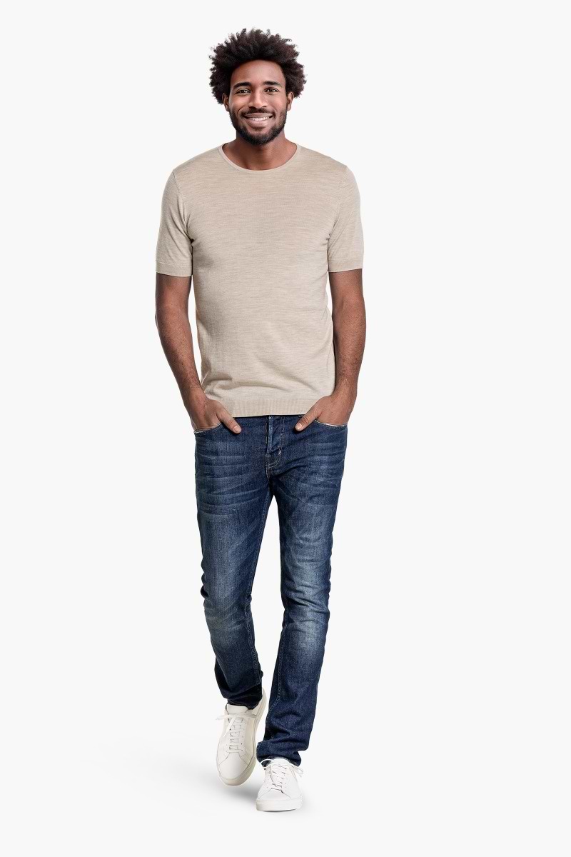 Riva Crew Short Sleeve Limestone Beige