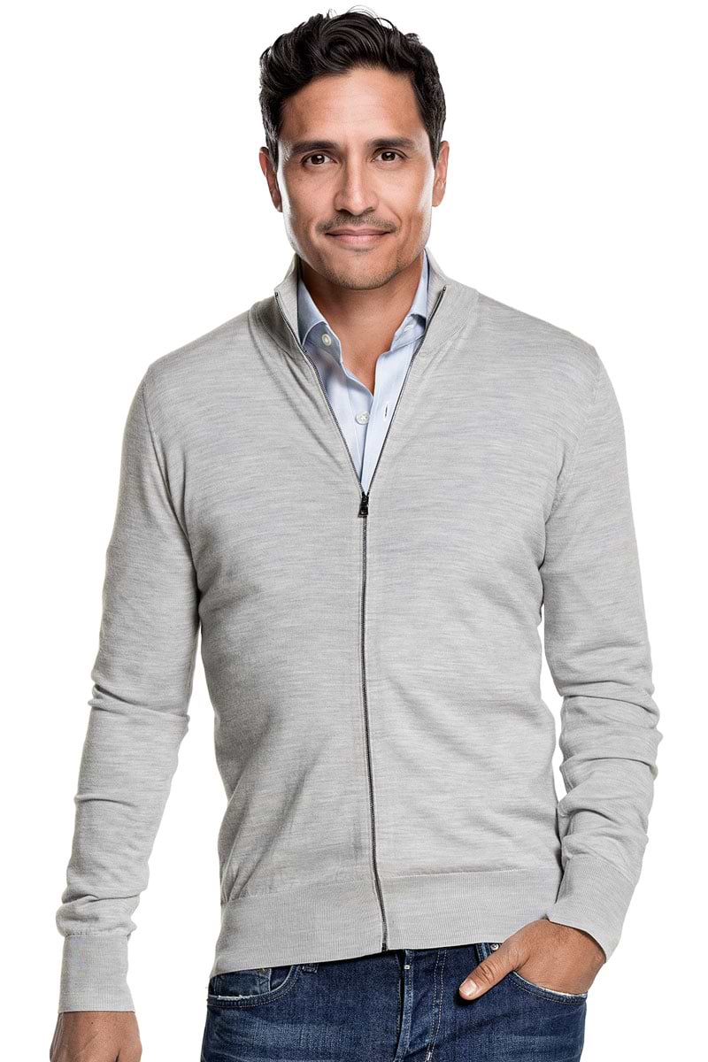 Riva Cardigan Zip Limestone Grey