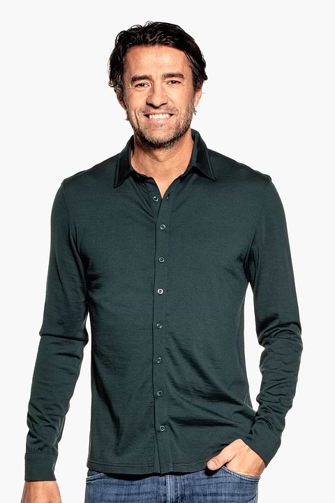 Joe Shirt Button Up Dark Green - Base Image