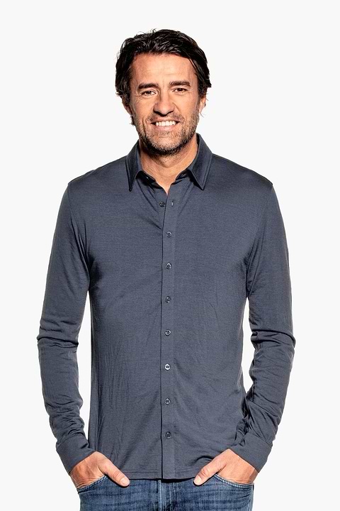 Joe Shirt Button Up Dark Steel - Base Image