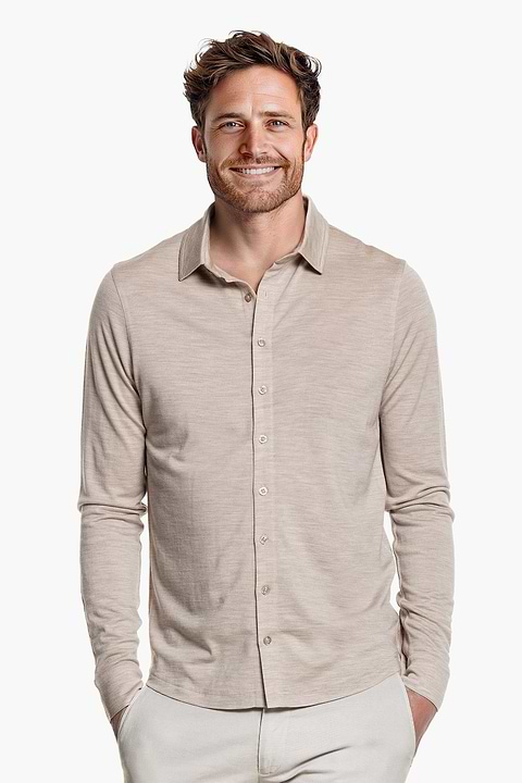 Shirt Button Up Limestone Beige - Base Image