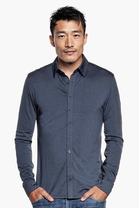Joe Shirt Button Up Dark Steel - Base Image