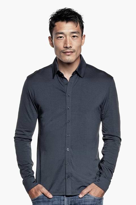 Joe Shirt Button Up Dark Steel - Base Image