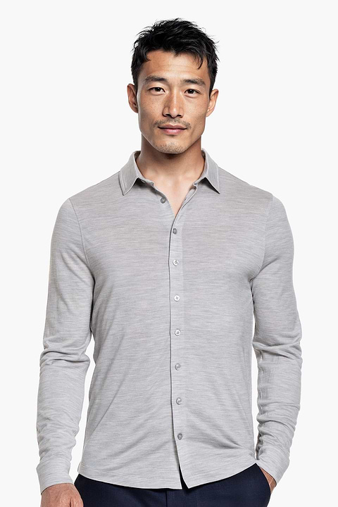 Joe Shirt Button Up Limestone Grey - Base Image