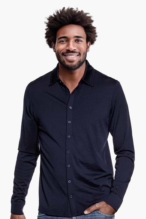 Joe Shirt Button Up Navy Blue - Base Image