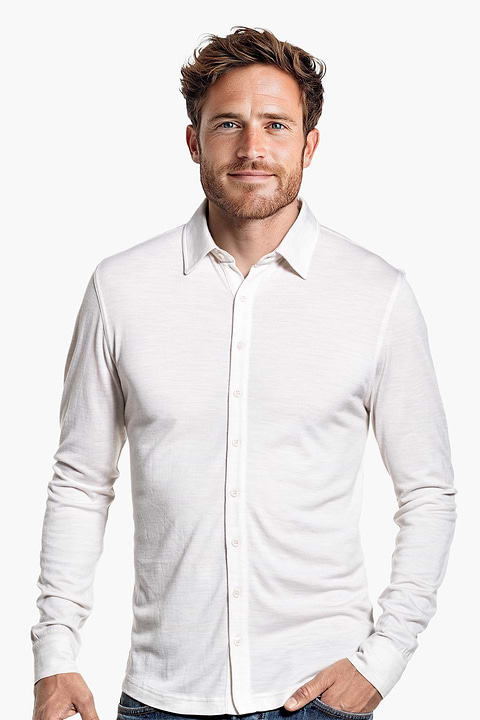 Joe Shirt Button Up Sand White - Base Image