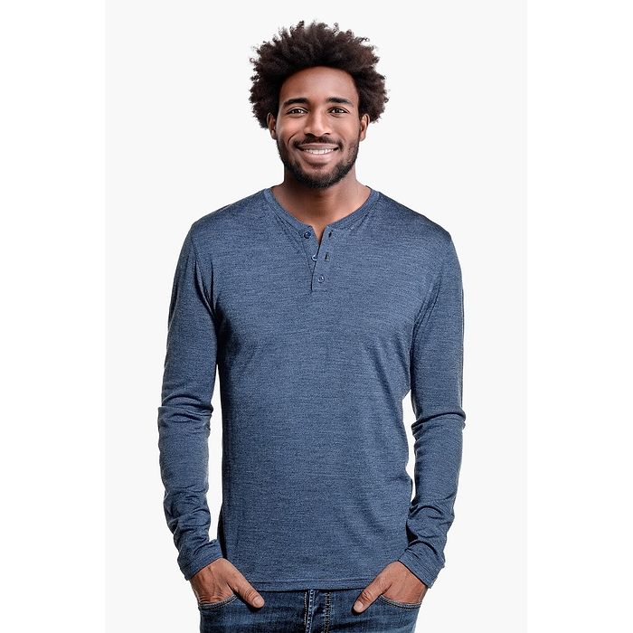 Shirt Henley Long Sleeve Coastal Blue
