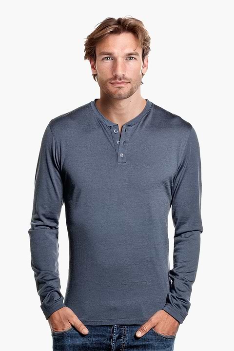Shirt Henley Long Sleeve Dark Steel  - Base Image