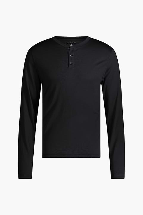 Shirt Henley Long Sleeve Deep Black - Base Image