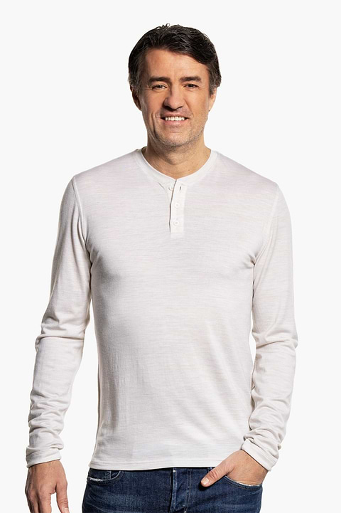 Shirt Henley Long Sleeve Sand White - Base Image