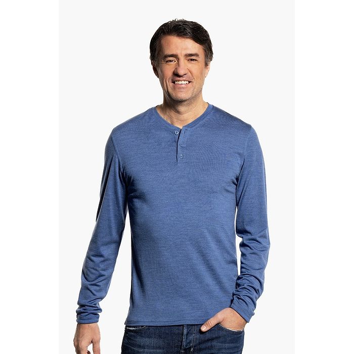 Shirt Henley Long Sleeve Yacht Blue