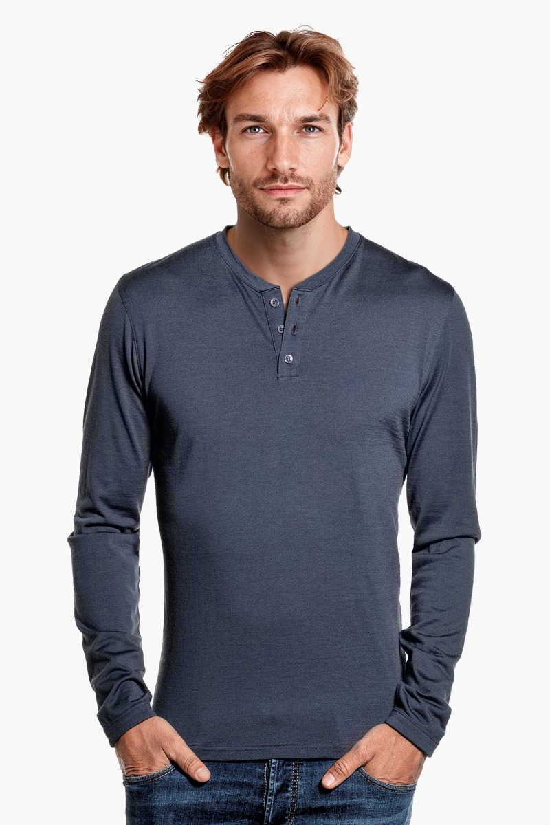 Shirt Henley Long Sleeve Dark Steel 