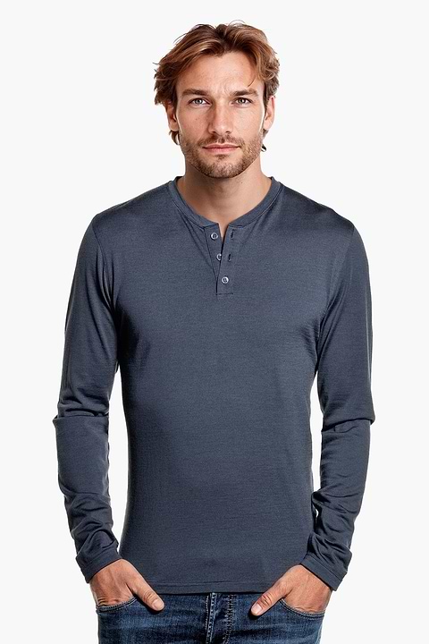 Shirt Henley Long Sleeve Dark Steel  - Base Image