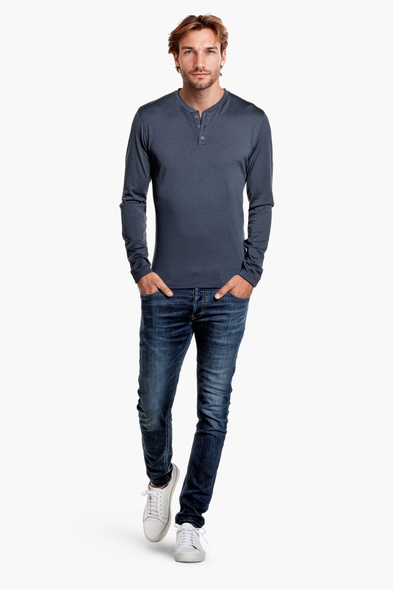 Shirt Henley Long Sleeve Dark Steel 