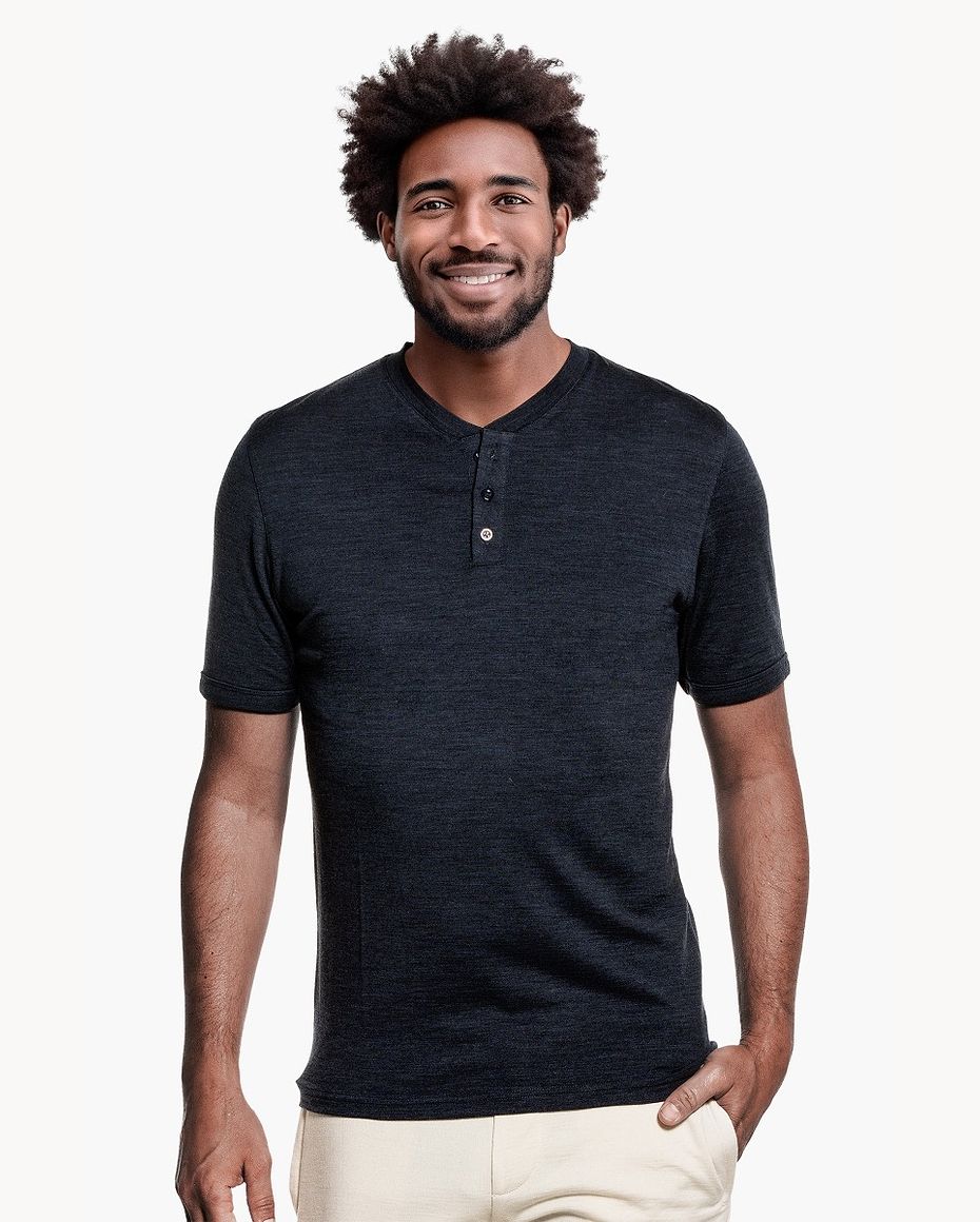 Shirt Henley Short Sleeve Blue Whale