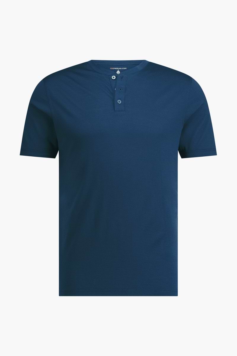 Shirt Henley Short Sleeve Bright Blue