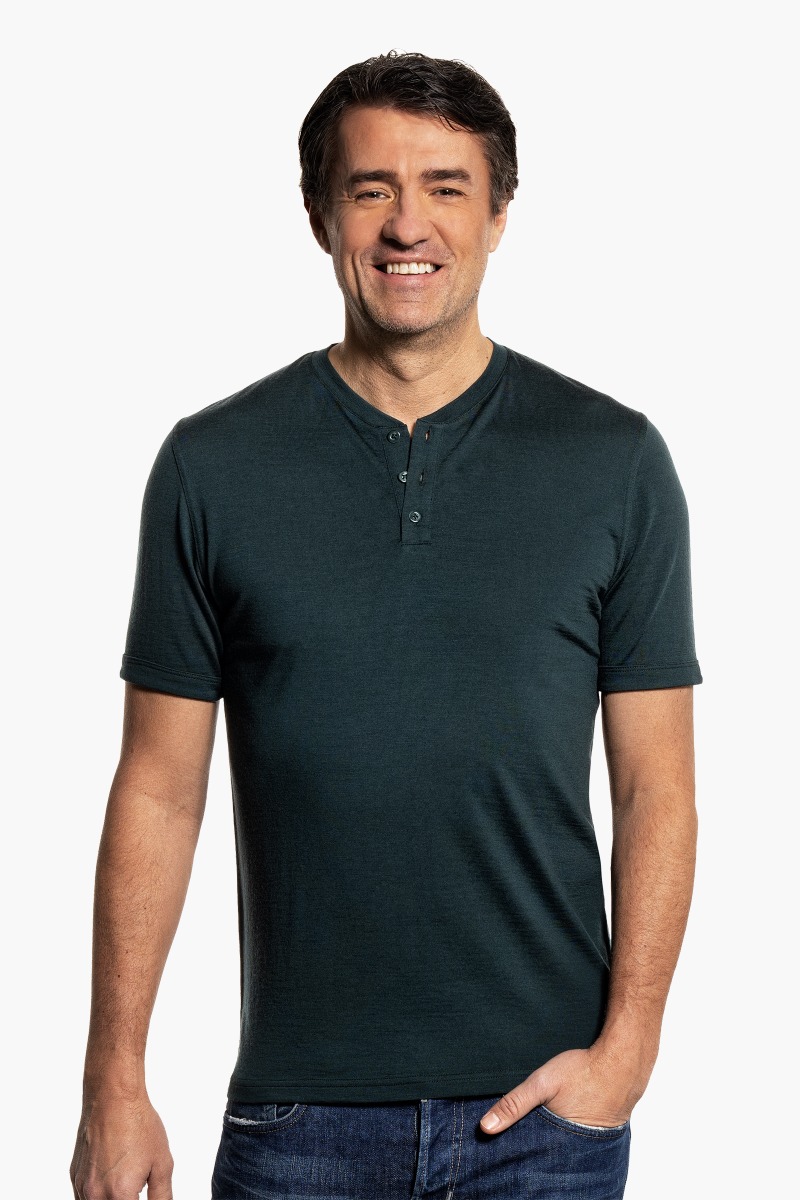 Shirt Henley Short Sleeve Dark Green