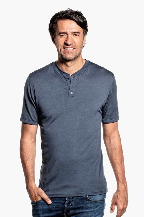 Shirt Henley Short Sleeve Dark Steel  - Base Image