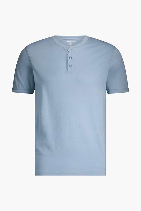 T-shirt Homme White Stuff Henley – Bleu – Manches Courtes – Taille L – Coton