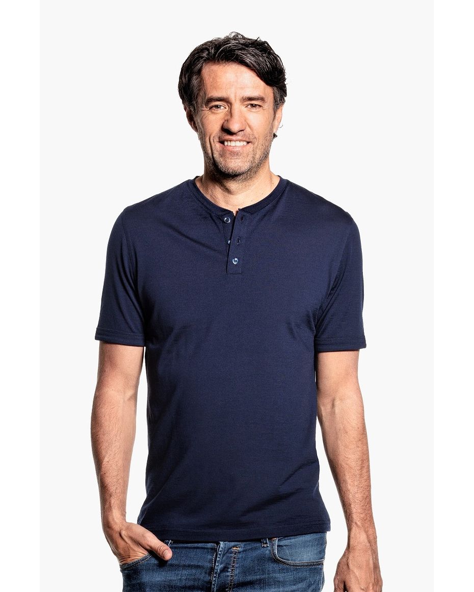 Shirt Henley Short Sleeve Navy Blue