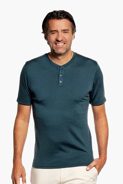 LucMatton Men's Casual Short Sleeve Slim Fit Henley Shirt Stylish 4 Buttons Muscle T Shirts, White, S