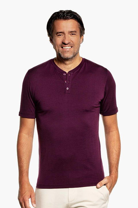 Shirt Henley Short Sleeve Red Cabbage - Base Image