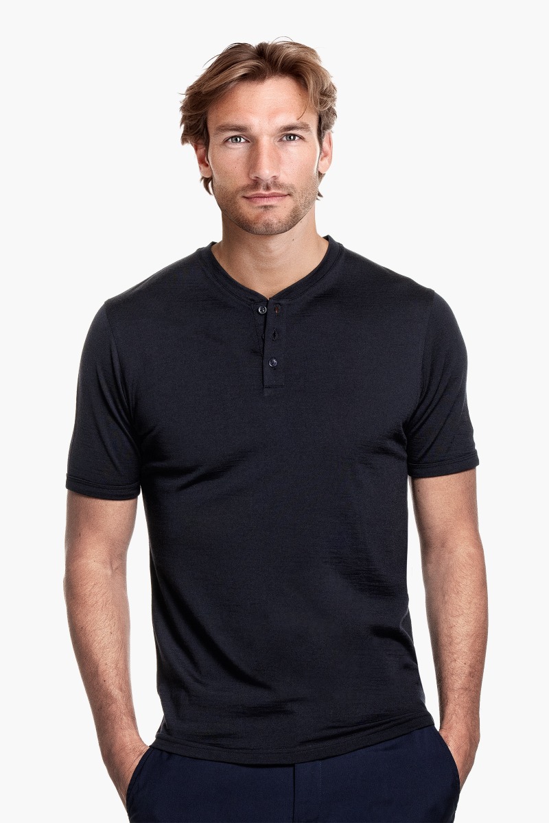 Shirt Henley Short Sleeve Very Dark Navy