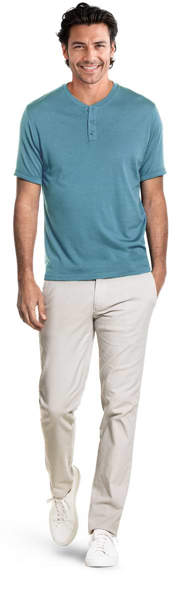 Shirt Henley Short Sleeve Teal