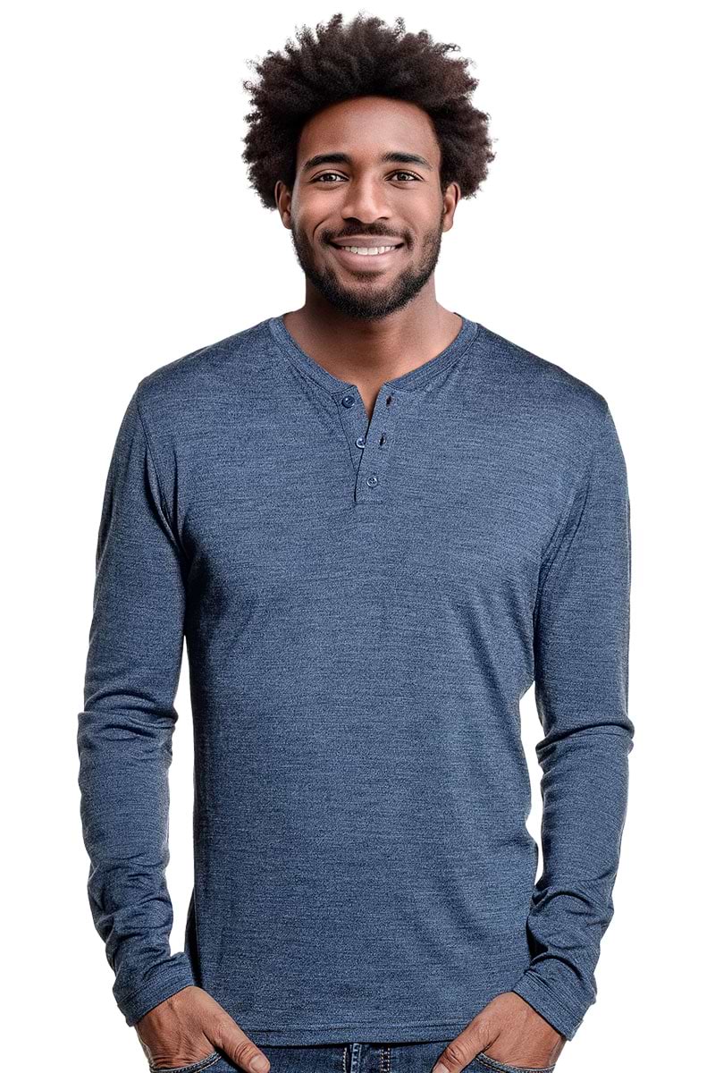 Shirt Henley Long Sleeve Coastal Blue