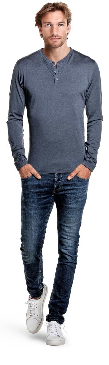 Shirt Henley Long Sleeve Dark Steel 